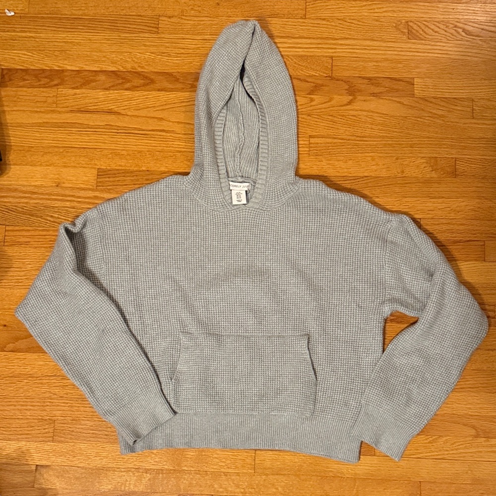 Gray Hooded Women's Sweater Crop Sincerely Jules NWOT